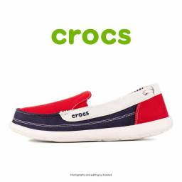 لوفر زنانه کراکس - Crocs Walu Canvas Loafer Red/Oyster