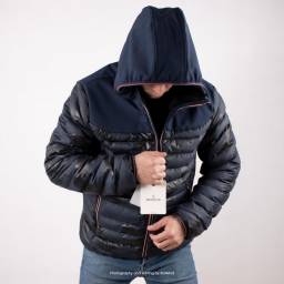 کاپشن مردانه سرمه ای تیره طرح ارتشی مونکلر - Moncler Puffer Jacket Longue Saison