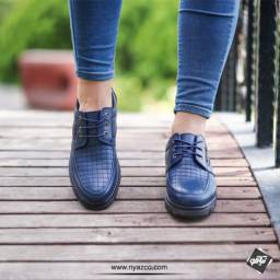 کفش چرم مردانه تبریز مدل رونیز طرح کلارک رنگ آبی
